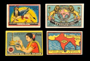Štítky od zápalek od Indian School