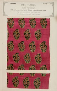 Vzorek saténu Mushroo z Hajdarábádu v Dekkánu, ze sbírky The Collection of the Textile Manufacturers of India od Johna Forbese Watsona, vydané v roce 1866. od Indian School