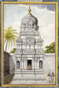Část chrámu Jambukeshvara, Srirangam, Tamil Nadu, c. 1800 (tužka, pero, černý inkoust, w/c na papír) od Indian School