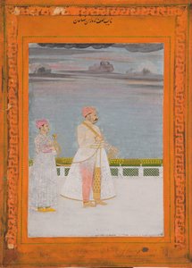 Portrét Mirzy Husain Raza Khan, kolem roku 1780 (neprůhledné wc a zlato na papíře) od Indian School