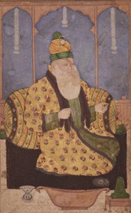 Portrét súfijského šejka, cca 1670 (neprůhledné wc a zlato na papíře) od Indian School