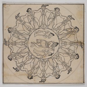 Rasa-lila (kresba) (inkoust a jemný inkoust na papíře) od Indian School