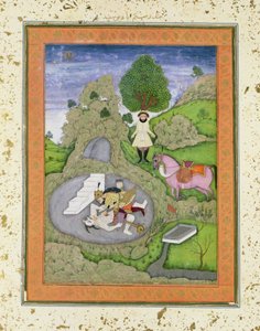 Rustam zabíjející bílého démona, ilustrace z „Shahnama“ (Kniha králů), od Abu