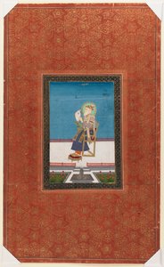 Shah Jahan se sokolem, 1875-1900 (neprůhledné wc a zlato na papíře) od Indian School