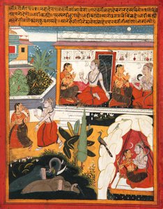 Shiva and Gauri, cca 1640 (neprůhledné wc a zlato na papíře) od Indian School