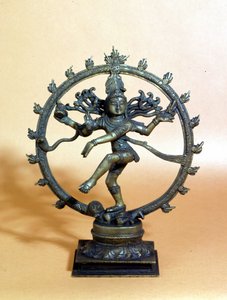 Shiva tančí v kruhu ohně a drtí ducha zla. 18. století. , Milane od Indian School