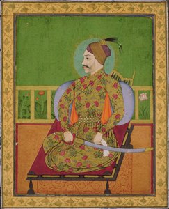 Sultán Abdulláh Qutubshah z Golcondy (1626-72) Dekán, Mughal, cca 1640 (kvaš se zlatem a stříbrem na papíře) od Indian School