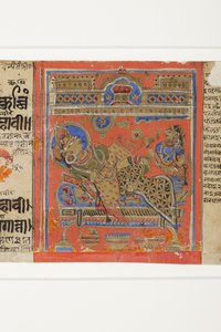 Brahmani Devananda na pohovce, z Kalpasutry (neprůhledné wc na papíře) od Indian School