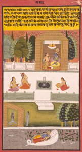 Osmý měsíc: Asadha, 1730 (neprůhledné wc a zlato na papíře) od Indian School