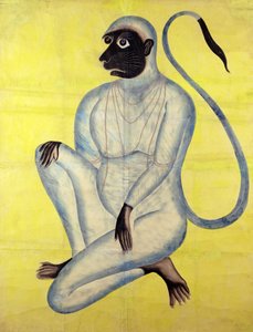 Opičí bůh Hanuman, Kalighat, Kalkata, cca 1870 (čb se stříbrem na papíře) od Indian School