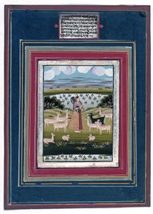 Todi ragini - Dáma hrající na víno v krajině se zvířaty, 1810-20 od Indian School