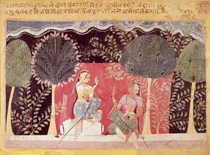 Dva princové v zahradě, z Gita Govinda od Indian School