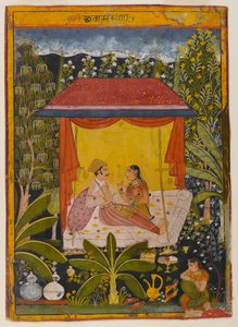 Neidentifikovaná stránka ze série Dispersed Nayika, c.1650-1660 (neprůhledné wc na papíře) od Indian School