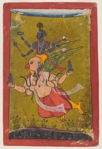 Višnu na Garudě, cca 1725 nebo dřívější (wc, stříbro a zlato na papíře) od Indian School