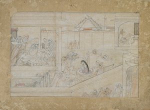 Svatební přípravy ze série Naishadhicharita, Guler, Punjab Hills, 1775-1800 (neprůhledný akvarel na papíře) od Indian School