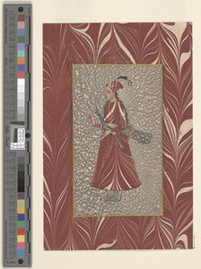 Žena držící páva, Bijapur, d1660 (inkoust a akvarel na papíře) od Indian School