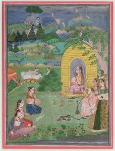 Yoginis (hinduistické asketičky) v krajině, Bikaner School, cca 1680 od Indian School