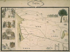 „Tatta“, ze sbírky map Mughalské Indie, z alba, které si objednal plukovník francouzské pěchoty Jean-Baptiste-Joseph Gentil od Indo European Indo European