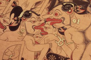 Detail svitku Wayang Beber (akvarel na papíře) od Indonesian Indonesian