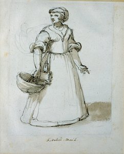Kuchyňská služka (pero a inkoust na papíře) od Inigo Jones