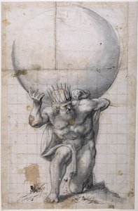 Atlas: zadní závěrka nebo scéna uvolnění (pero a inkoust na papíře)