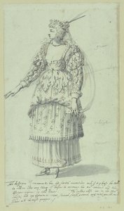 Chloris: finální skica pro Henriettu Marii, kolem roku 1631 (pero a inkoust na papíře) od Inigo Jones