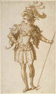 Doprovod do vévody z Yorku (pero a inkoust na papíře) od Inigo Jones
