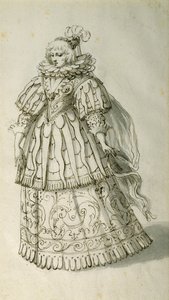 Masquer, cca 1638 (pero a inkoust na papíře) od Inigo Jones