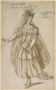 Queen Artemisia, cca 1609 (pero a inkoust na papíře) od Inigo Jones