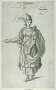 Egyptská královna Berenice (pero a inkoust na papíře) od Inigo Jones