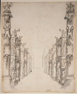 The House of Oceanus (pero a inkoust na papíře) od Inigo Jones