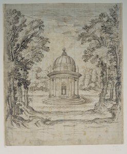 Apollónův chrám (pero a inkoust na papíře) od Inigo Jones
