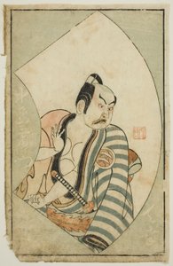 Herec Nakajima Mioemon II z „Obrázkové knihy divadelních fanoušků (Ehon butai ogi)“ od Ippitsusai Bunchō