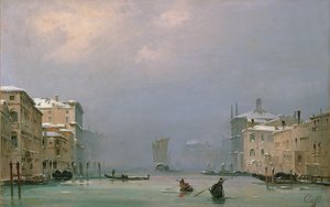 Canal Grande se sněhem a ledem, 1849