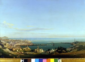 Pohled na Janov. Obraz Ippolita Caffiho, kolem roku 1840. Genes, Nervi. Galerie moderního umění.