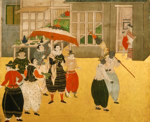 Detaily z obrazovky Namban byobu zobrazující portugalské obchodníky, kteří navštívili Japonsko v období Momoyama, 2005 (foto) od Ira Block