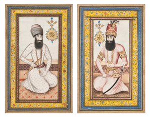 Portréty Karim Khan Zand a Nadir Shah, Qajar Írán