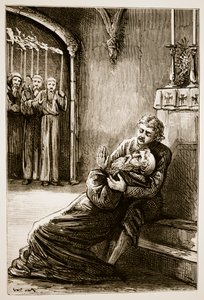 Smrt sv. Columby z Trias Thaumaturga neboli tří zázračných světců Irska od Mary Cusack (1829-99) publikovaná kolem 90. let 19. století od Irish School