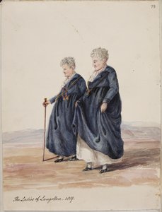 Lady Eleanor Butlerová a slečna Sarah Ponsonbyová, Dámy z Llangollenu, asi 1816 (kresba) od Irish School