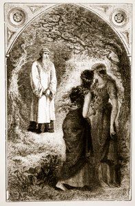 Svatý Patrik se setkal s pannami v lese Fochlut, z knihy Trias Thaumaturga neboli Tři zázrační svatí z Irska, od Mary Cusack (1829-99), vydáno kolem 90. let 19. století od Irish School