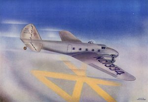Boeing 247D (barevná litografie)