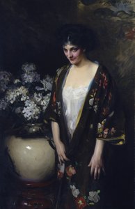 Hnědé kimono (Portrét Kathryn Beta la Forque) od Irving R. Wiles
