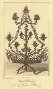 Elegantní design stojanu na květiny (rytina) od Isaac (after) Cruikshank