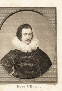 Portrét Isaaca Olivera nebo Isaaca Oliviera, francouzského anglického portrétního malíře miniatur, cca 1565-1617 od Isaac (after) Oliver