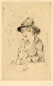Dame aan ontbijttafel [dáma u snídaňového stolu] (lept) od Isaac Israels