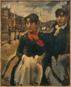 Dvě dívky na Lijnbaansgracht od Isaac Israels
