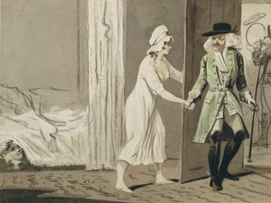 Paroháč odjíždí na lov, cca 1800 (pero a inkoust s wc na papíře)