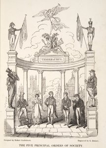 The Five Principal Orders of Society, od The English Spy, pub. 1824 (ručně kolorovaná rytina) od Isaac Robert Cruikshank