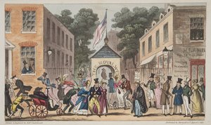 The Royal Wells, Cheltenham nebo Spasmodic náklonnosti od Spa Waters, od The English Spy, pub. 1824 (ručně kolorovaná rytina) od Isaac Robert Cruikshank