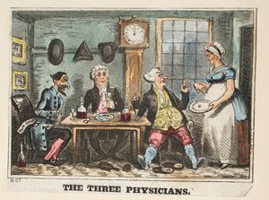 The Three Physicians, c.1824 (ručně kolorovaná rytina)